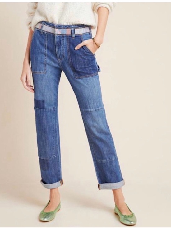 Anthropologie Denim - PilCro and Letterpress by Anthropologie Blue Patchwork Boyfriend Jeans